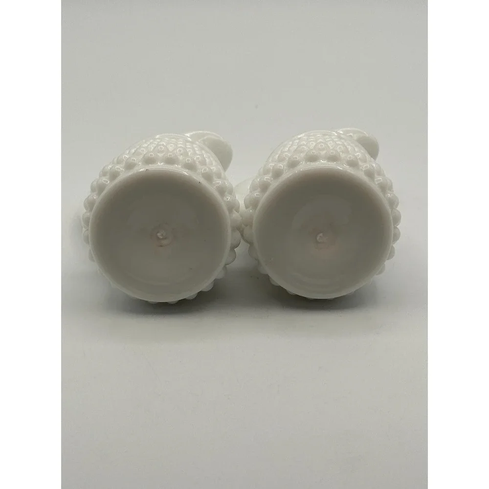 Vintage Fenton Milk Glass Hobnail Cruet Set-Oil Vinegar Bottles with Stoppers